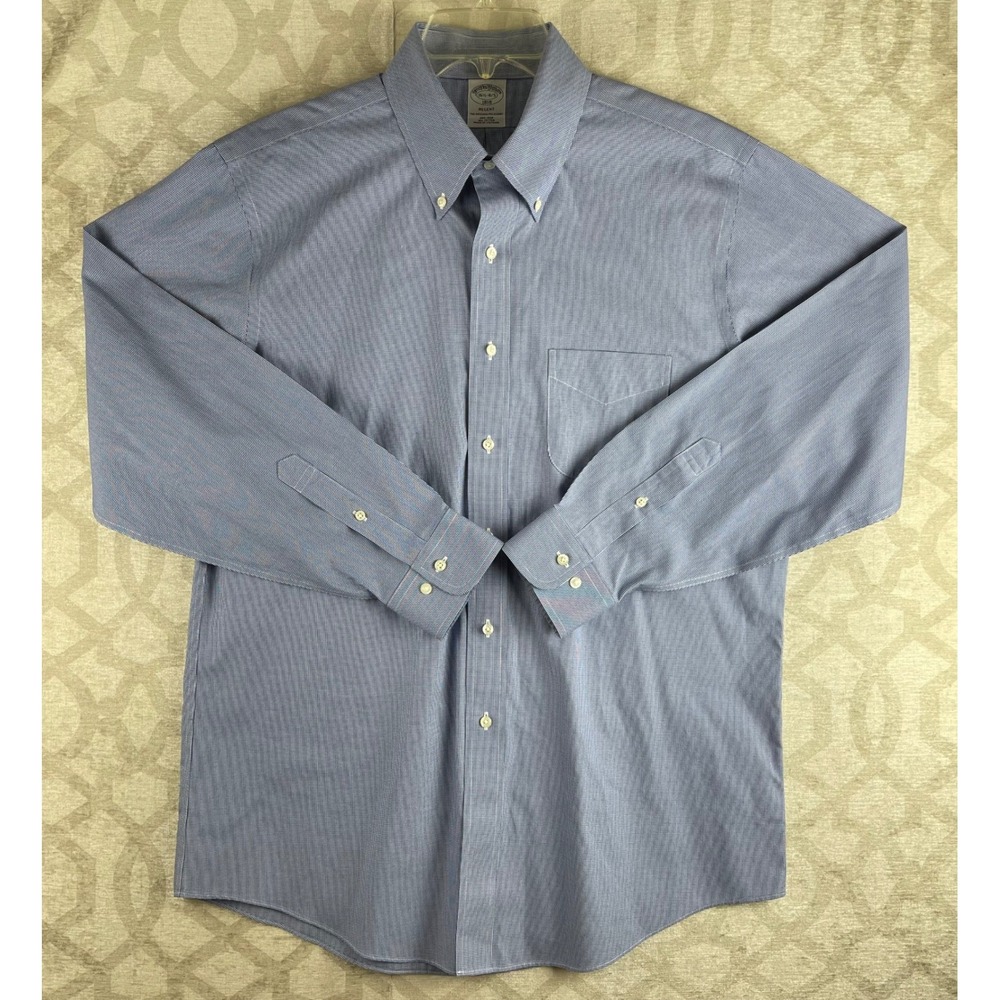 Brooks Brothers 1818 Regent Mens 16.5 Blue Non-Iron Cotton Dress Shirt‎